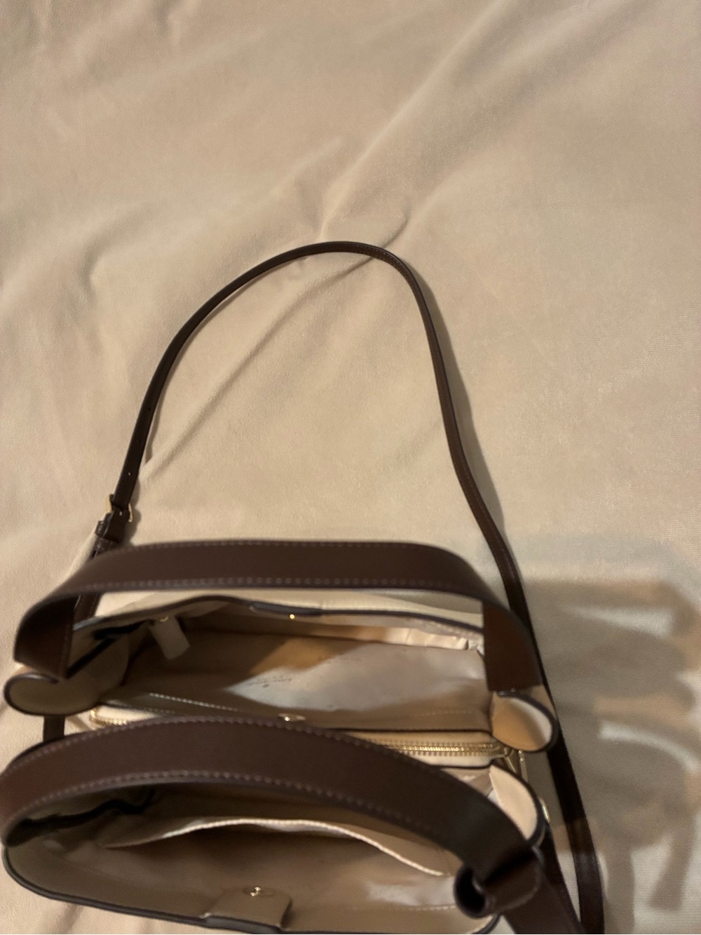 kate spade Cream and Brown Pebbled Leather Shoulder Bag - Picture 4 of 5